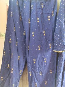 Navy Blue Printed Kurta plazzo Set