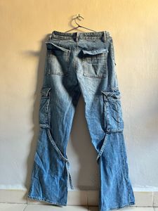 Trendy Denim Cargo Pants