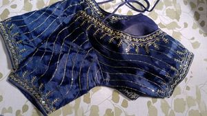 Elegant Navy Blue Embroidered Blouse