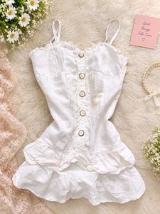 Boho White Ruffle Cami Top