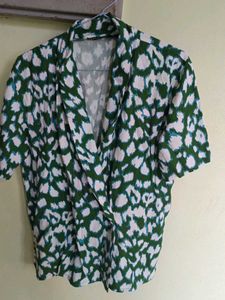 Green Animal Print Top