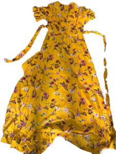 Yellow Floral Tiered Maxi Dress