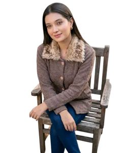 Cozy Faux Fur Collar Knit Cardigan