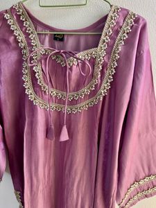 Mauve Japan silk embroidery Suit pant set