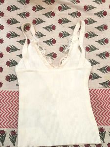 Elegant White Lace Trim Tank Top