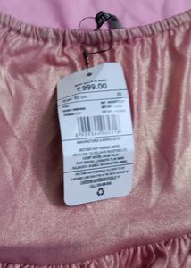 XS size Pink Ruffled Strapless Mini Dress