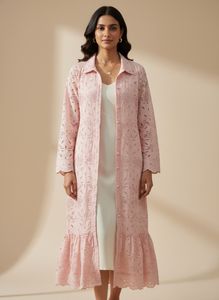 Elegant Pink Broderie Anglaise Duster