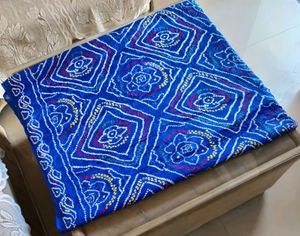 Vibrant Blue Bandhani Saree