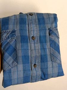 Men's Blue Plaid Casual Shirt