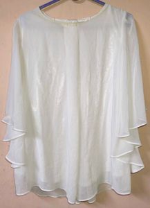 Sheer White Flowy Sleeve Top