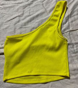 Forever 21 Neon Yellow One-Shoulder Top