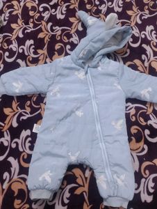 Baby Blue Fleece Warm Snowsuit Romper