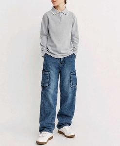Boys Blue Cargo Jeans – Wide Leg