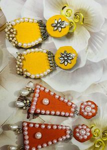 New Hand Made Fabric Earrings Combo Set