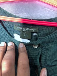 Green Cable Knit Cardigan