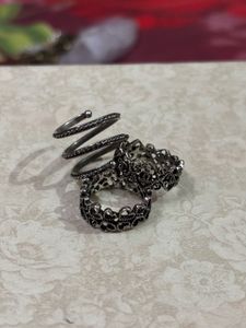 Oxidised Silver Ring Set – 3