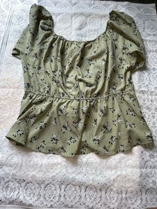 Chic Floral Print Puff Sleeve Top
