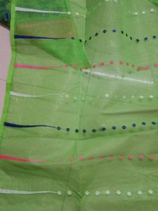 Green &amp; Pink Floral Print Saree