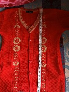 Red Floral Cardigan