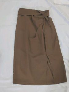 Chic Brown Wrap Skirt