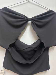 Black Bow Back Crop Top