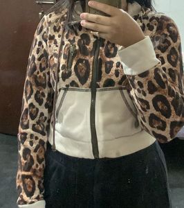 Animal print crop jacket