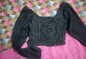 Stylish Black Crochet Blouse