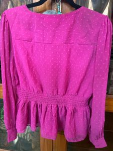 Chic Magenta Dot Peplum Blouse