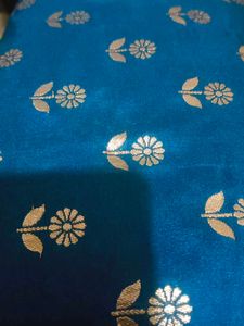 Teal Blue silk Brocade Dress Material 5.50 meter