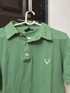 Green Polo T-Shirt with Deer Logo