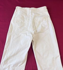 H&amp;M White Wide Leg Jeans