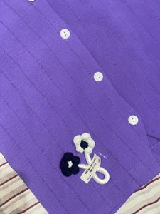 Cute Purple Button-Up Top