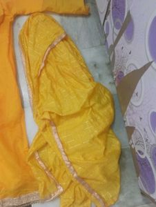 Yellow Kurta Set with Palazzo &amp; Dupatta