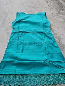 Teal Tiered Knee-Length Dress