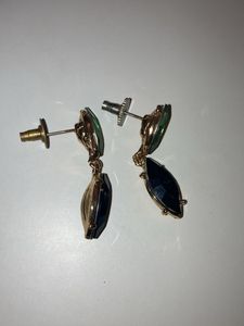 Blue Green Stone Dainty Earrings