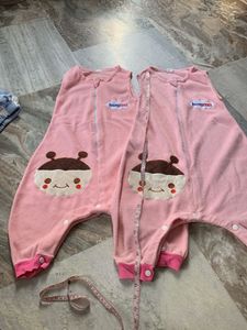 2 Hugmii Pink Sleepsuits with Cute Design