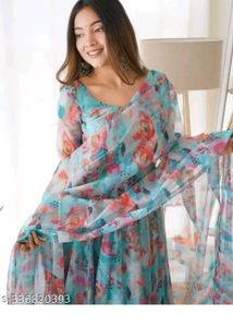 Floral Print Anarkali Kurta Set