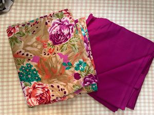 Magenta printed cotton suit