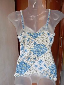 Floral Cami Top with Lace Trim