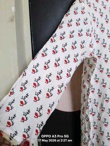 White Kurta with Floral Print