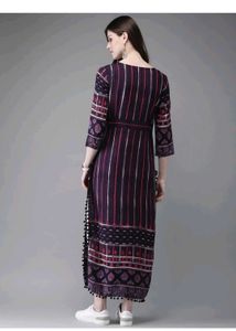 Stylish Striped Kurta with Pom-Pom Trim