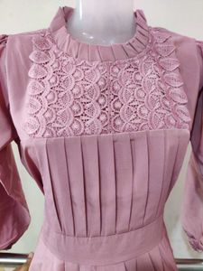 Elegant Pleated Neck Dress+ free delivery+gift