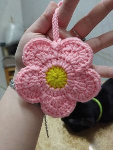 Handmade Crochet Flower Keychain Charm