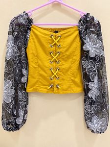 Chic Lace Sleeve Corset Top