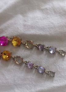 Colorful Gemstone Drop Earrings only two stone is