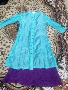 Teal Kurta with Purple