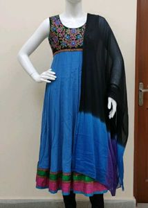Blue Embroidered Anarkali Dress