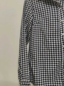 Houndstooth Print Button-Up Shirt