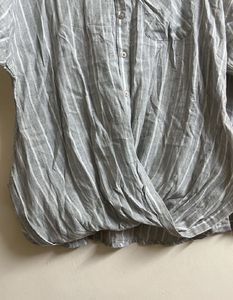 Grey Striped Twist Front Shirt