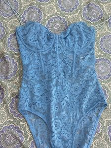 ZARA|| Stunning Blue Lace Teddy Bodysuit|| S size
